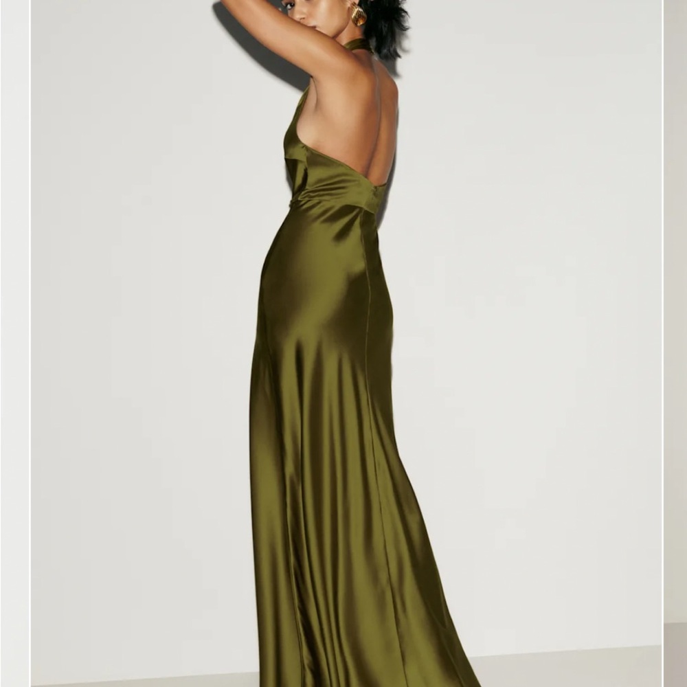 Reformation Daniela silk dress in pear NWT - Picture 2 of 7